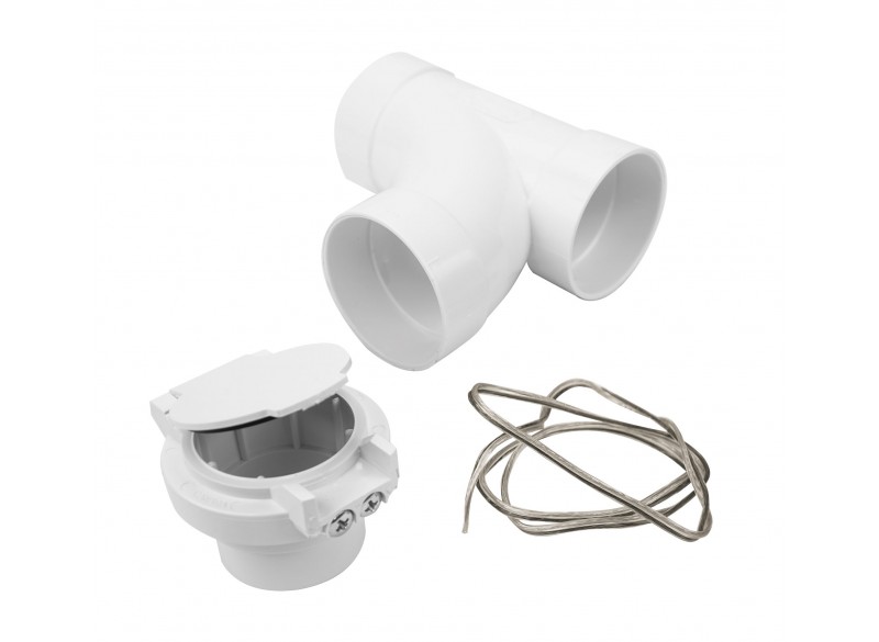Ensemble comprenant coude 90° de forme T, une prise d'entrée électrique et un fil électrique 24 V pour aspirateur central
